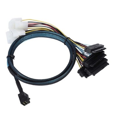 MiniSAS SFF-8643 to 4 29Pin SFF 8482 Connectors Cable with Big 4P Power Supply