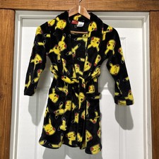 Pok mon Pikachu Bathrobe Kids Size 8 Black Yellow Boys Girls