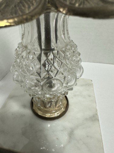 Vintage Marble Brass Gold Ornate Candle Holder MCM Glass Prism Hollywood Regency - Picture 6 of 7