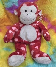 HARTS the MONKEY TY PLUFFIES  MINT with MINT TAGS Pink & Red Vtfg Retired 2006