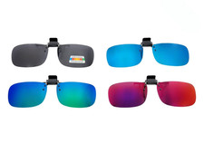 4 Pack Clip On Polarized Flip Up Sunglasses Glasses Men Women Smoke Color Mirror