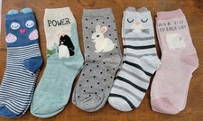 Kawaii Animal Socks with Soft Texture. Set of 5 pairs. Womens OSFM New
