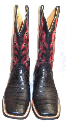 ARIAT Caiman 10 1/2 D *Square Toe* Black Red Western boots
