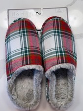 Women s Plush House Slippers Cozy Faux Fur Indoor / Outdoor Slip On Plaid Shoes