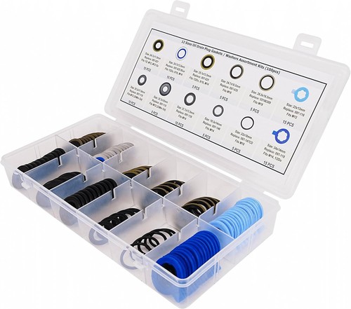 100Pcs 12 Types Metal Rubber Master Oil Drain Plug Gasket Assortment Kit... - Picture 5 of 7