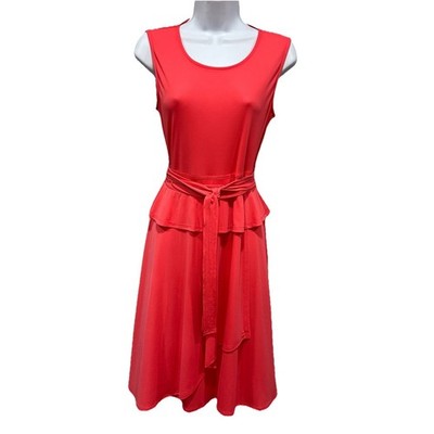 BCBGMaxazria Dress Womens' Size Small Orange Sleeveless Wrap/Belted Stretch