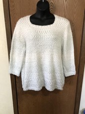 Alfred Dunner White  Silver Eyelash Sweater 3X
