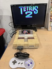 Super Nintendo SNES Console 1 OEM Controller And Tetris 2 Authentic Tested
