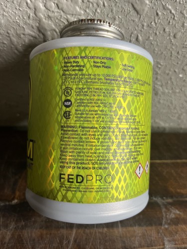 FEDPRO Venom Pipe Thread Sealant Soft-Set with PTFE Brush-In-Can VMT16 16 oz