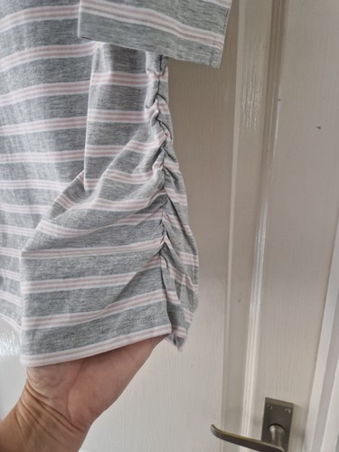 Blooming Marvellous Size S Maternity Top Grey Pink Striped Stretchy 3/4 Sleeve - Picture 3 of 6