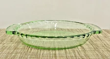 Martha Stewart Green Fluted Pie Plate Dish With Tab Handles 9" Round Green Glass