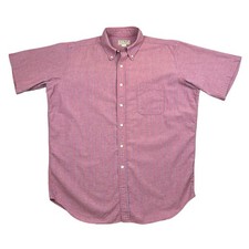 Vintage L.L. Bean Shirt Men's XLT Seersucker USA Made Short Sleeve Red Cotton