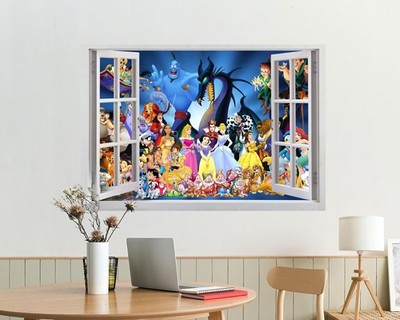 Disney Characters Princess 3D Window View Decal WALL STICKER Decor Art Mural FS
