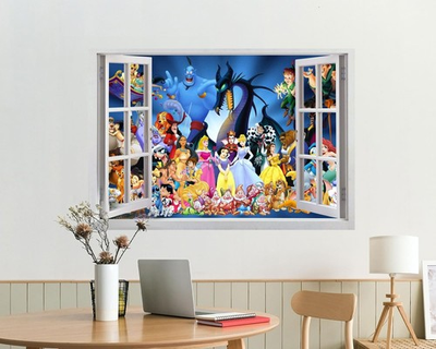 #ad Disney Characters Princess 3D Window View Decal WALL STICKER Decor Art Mural FS $23.99