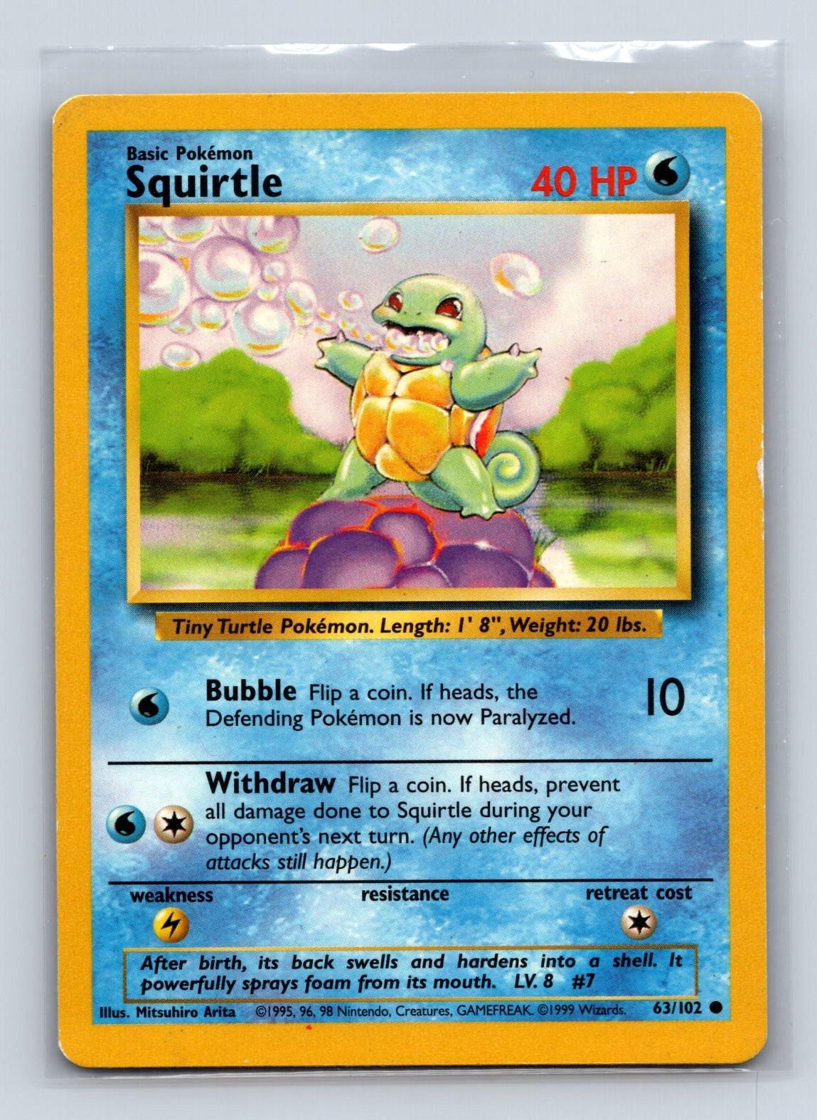 SQUIRTLE 63/102 C BASE SET UNLIMITED POKEMON HP