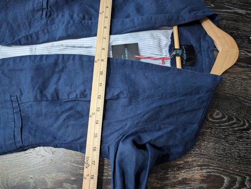 NWT cynthia rowley linen blazer jacket navy size xs Peplum Pleated Jacket 227 - Picture 8 of 9