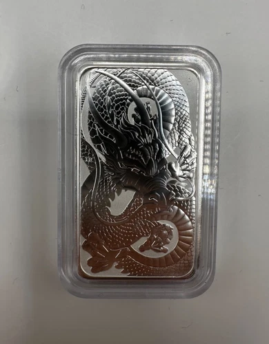 2021 Australian Perth Mint 1oz Silver Dragon Bar .9999 Fine Silver SIGMA TESTED