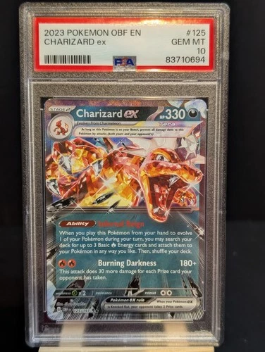 💎PSA 10💎 Pokemon Charizard ex 125/197 Obsidian Flames Holo EN 2023