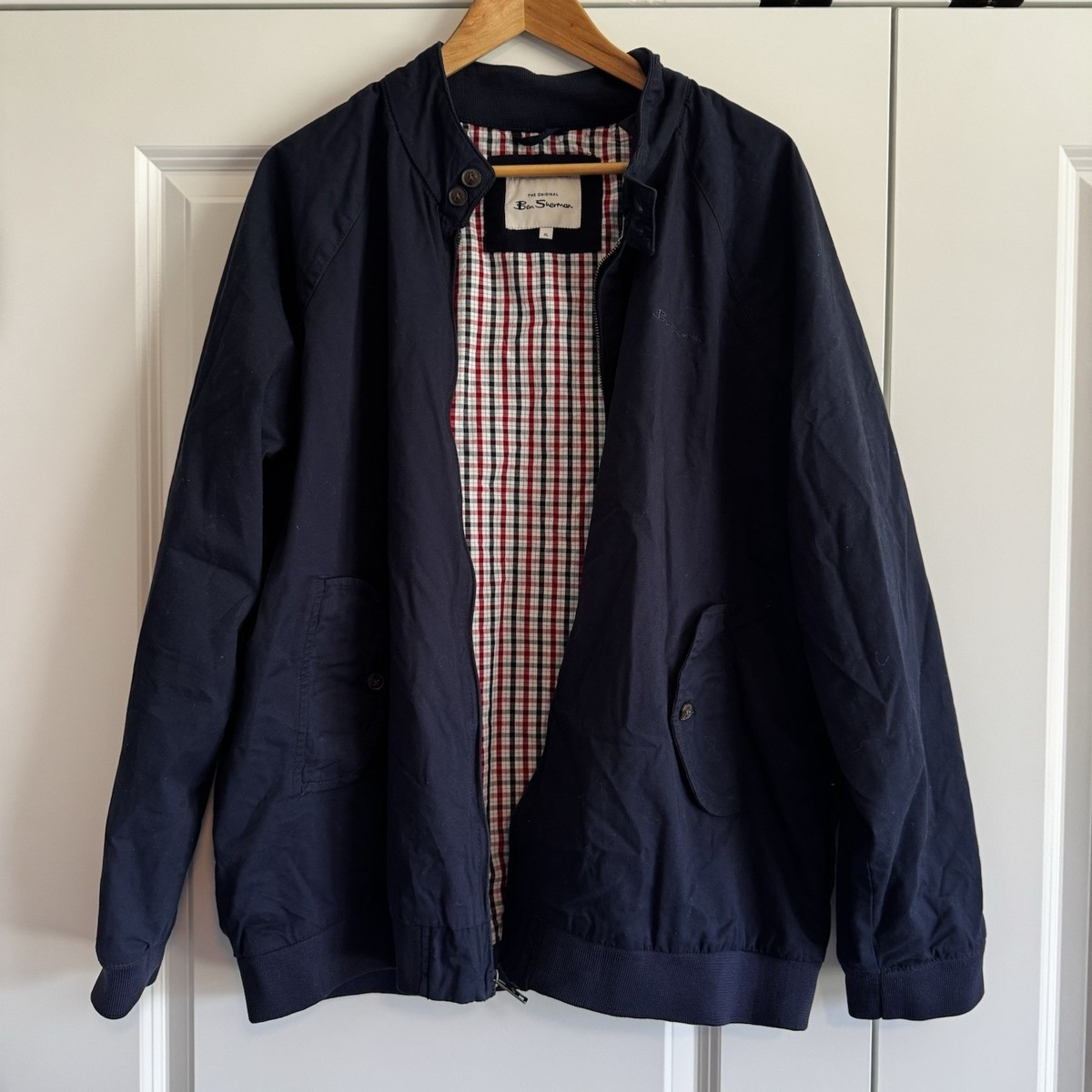 Ben Sherman Harrington Jacket Mens XL Navy Signature Check Lined