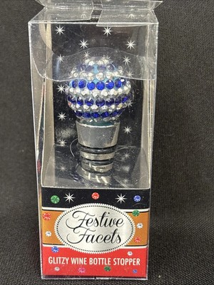 Glitzy (blue/white) Wine Bottle Stopper