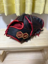 JUNKEI Matsuzaka Model Baseball Glove Black/Red Leather Hard Pitcher Used
