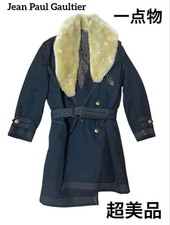 Jean Paul Gaultier Vintage Wool Coat Real Fur Collar Black Size 40