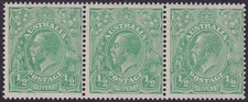 AUST KGV ½d GREEN LARGE MULTI Wmk. VARIETY DRY INK. MUH. (L244)