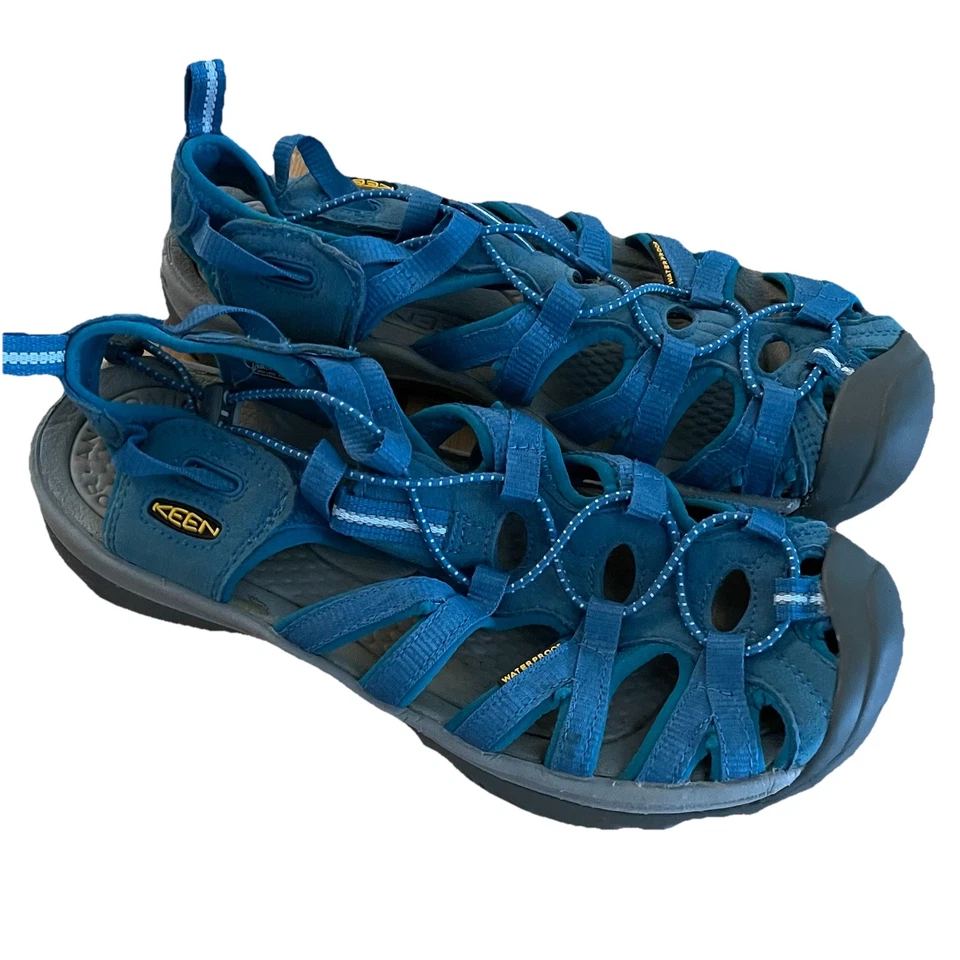 Sandálias femininas Keen Whisper tamanho 10 azul fumaça peixe caminhada água biqueira fechada sapatos - Imagem 2 de 4