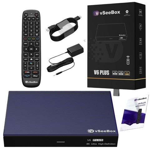 vSeeBox V6 Plus TV Box with Android 14 4GB RAM 64GB ROM Backlit Bluetooth Remote