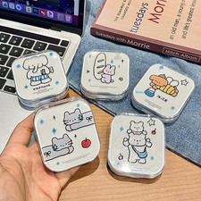 Two-pair Cute Animal Contact Lens Case With Mirror Beauty Pupil Storage Box Gift