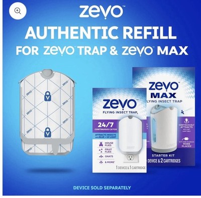 Zevo Flying Insect Trap Refills 4 Cartridges Trap Lock Technology
