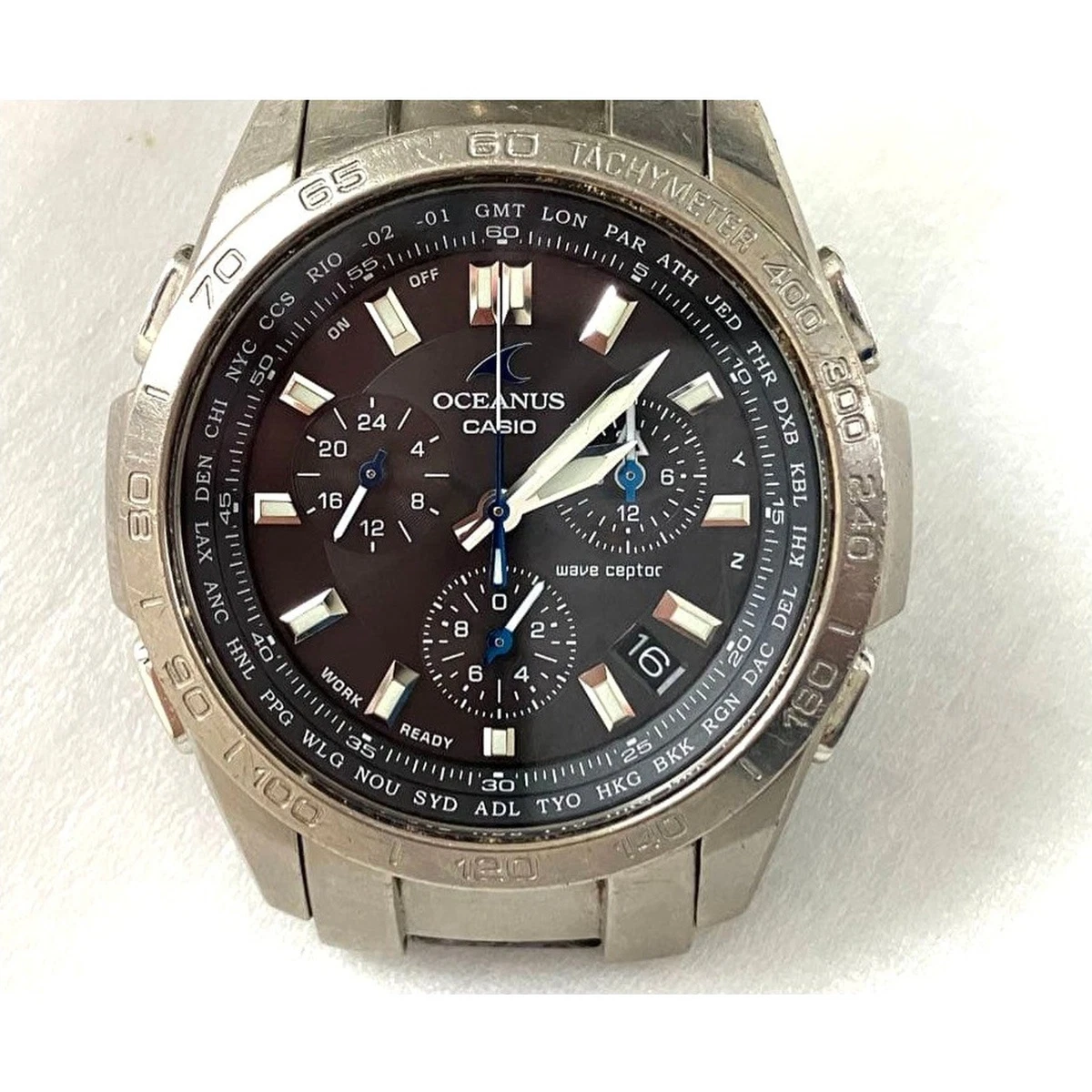 Reloj Casio Oceanus OCW-600 Titanio Radiocontrolado Resistente Solar Cronógrafo