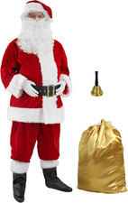 Men'S Deluxe Santa Suit 11Pc. Christmas Velvet Adult Santa Claus Costume