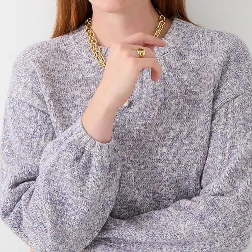 J. Crew - Suéter Manga Abullonada Marfil Cuello Redondo - Talla Pequeña Foto 3 de 4