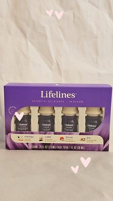 Lifelines In Bloom Essential Oil Blends Variety 4-Pack Energy Calm Focus Joy