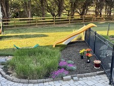 Outdoor Playground Parts Lot Yellow Slide Gray Climbing Wall Swing Parts