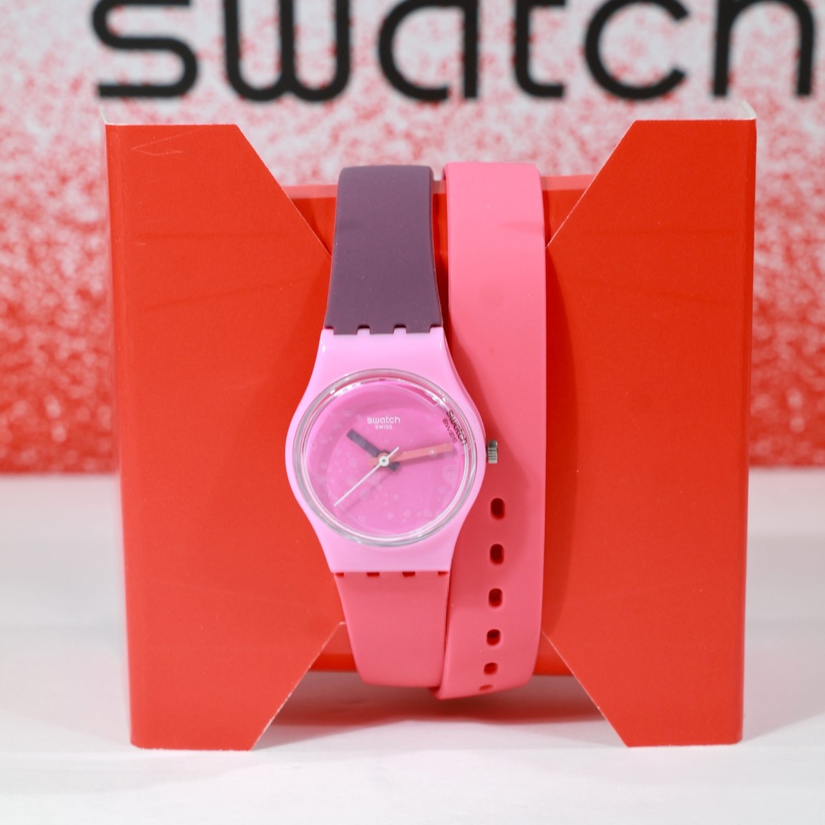 Swatch Swiss LP137 Fun in Pink Coral Wrap Around 25MM New Purple