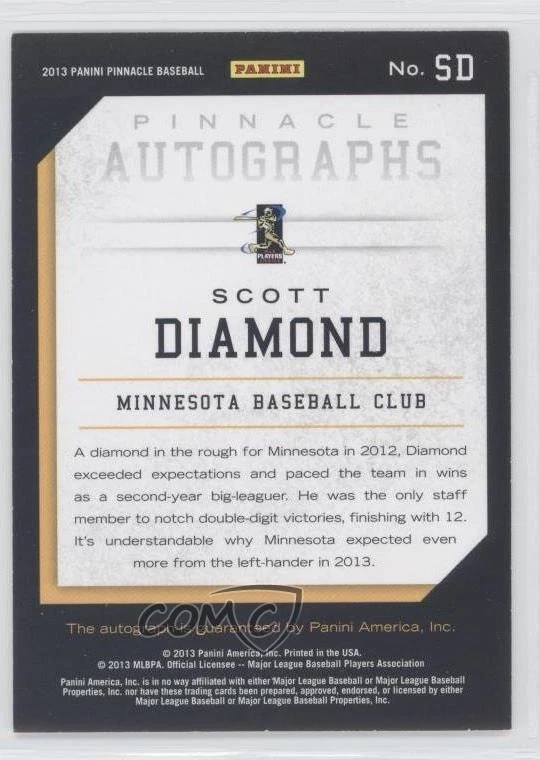 Panini Pinnacle 2013 prueba de artista automático/25 Scott Diamond #SD automático Foto 2 de 2