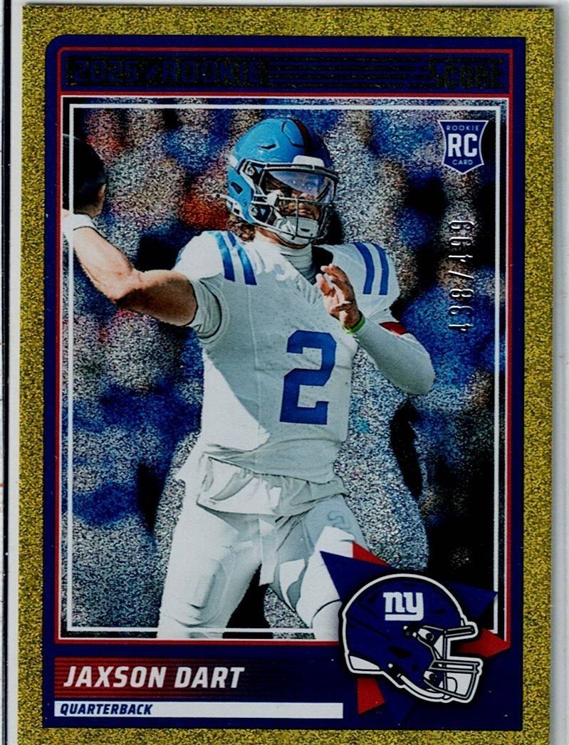 2025 Score Jaxson Dart Gold Dots Rookie /499 Giants Ole Miss #35