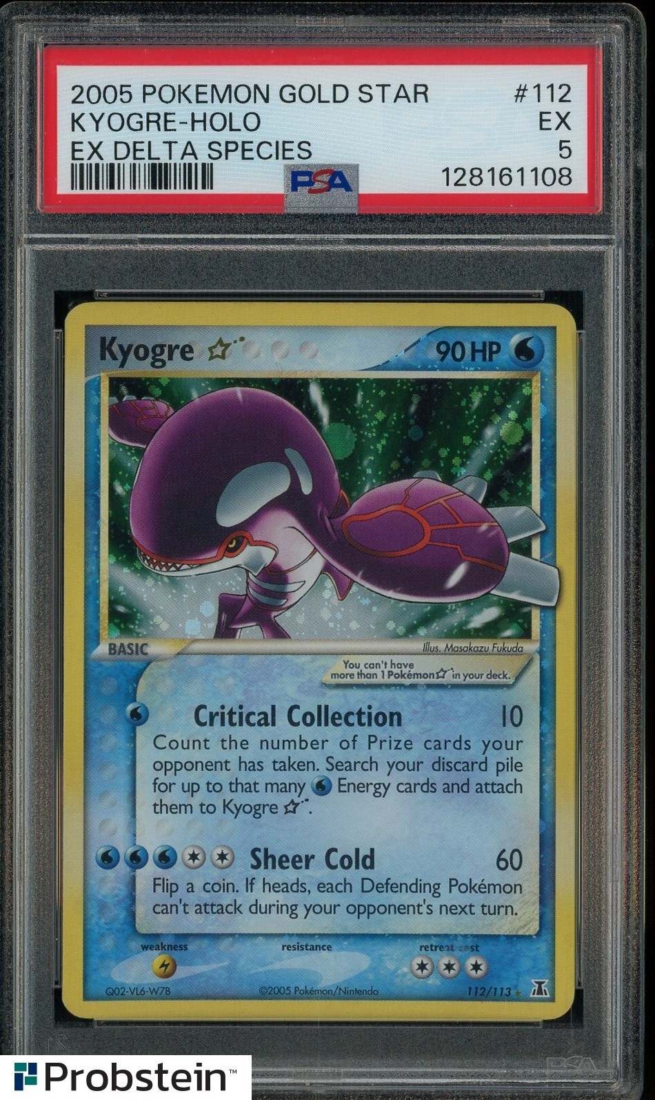 2005 Pokemon Gold Star Ex Delta Species #112 Kyogre Holo PSA 5 EX