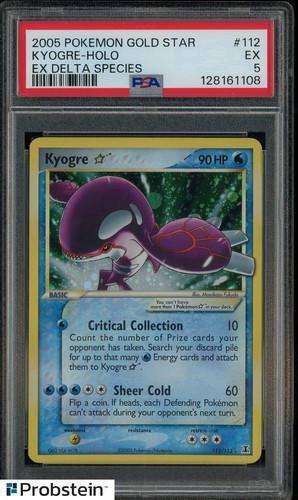 2005 Pokemon Gold Star Ex Delta Species #112 Kyogre Holo PSA 5 EX