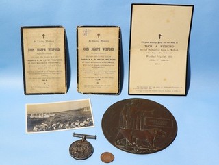 WWI John Joseph Welford Grenadier Guards Death Penny & Medal Archive LOT #ESK