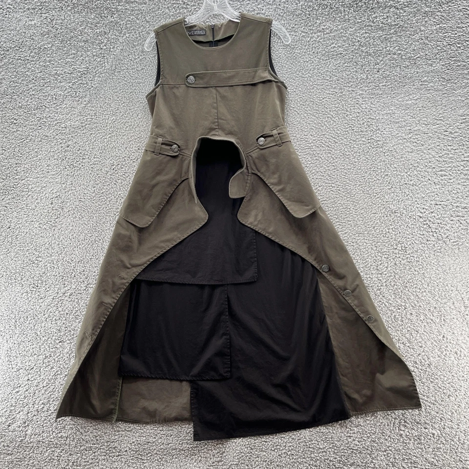 Vestido Metamorphoza Pequeño Verde Oliva Negro Arte Avant Garde Gótico Asimétrico Maxi Foto 2 de 4