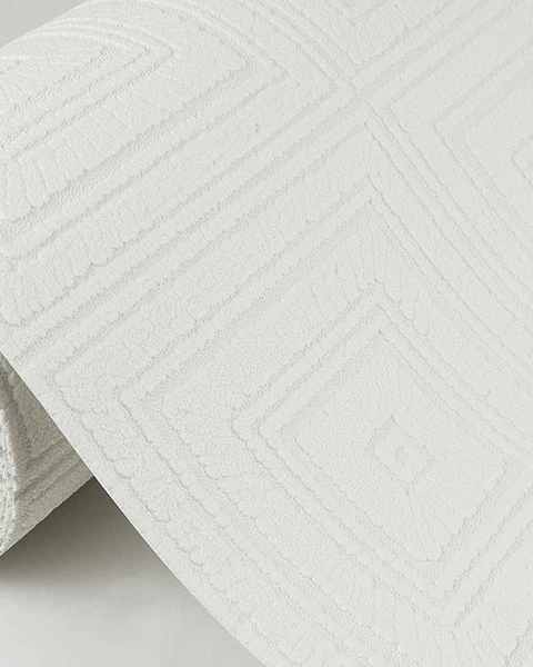 Papel tapiz pintable con textura blanca elevado azulejo de techo cuadrado pequeño 6640-13 Foto 4 de 4