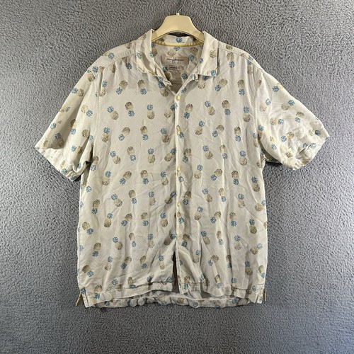 Tommy Bahama Shirt Mens Medium Pineapple Print Silk Camp Loop Collar Button Up - Picture 2 of 8