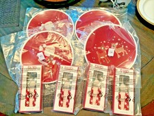 SET CENA Natale festa fienile ceramica piatto festa Rodolfo Babbo Natale plaid regalo