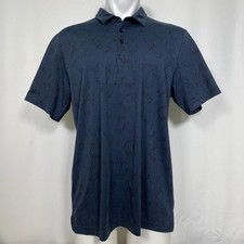 Travis Mathew Warmer Tides Navy Blue All Over Golf Polo Shirt Men's XL