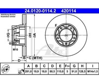2 St. Bremsscheibe Ate 24.0120-0114.2 FüR Vw Lt 28-35 I Bus