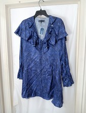 Zara Women's Blue Snake Color Short Ruffle Dress Size L