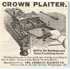 1878 Petersons Magazine Ad - Crown Plaiter American Machine Co Philadelphia Sf2